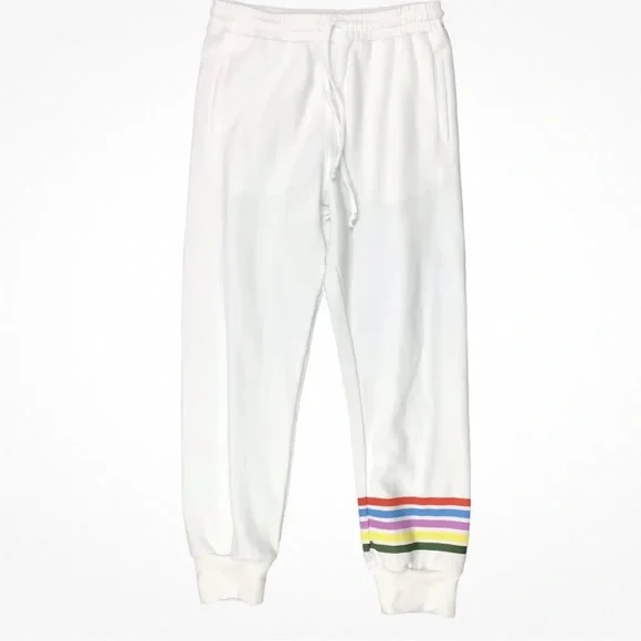 White Sub_urban Riot Laguna Rainbow Stripe Sweatpants NWT - Picture 2 of 5
